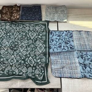 ISAIA lot - pocket squares (2) small scarf (1) + bonus pocket squares (2)